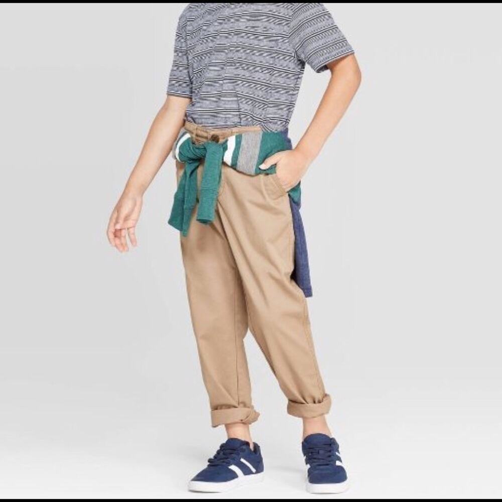 Cat & Jack Pants Boys' Size 4 Khaki Academia Casual Stretch Chino Straight Fit